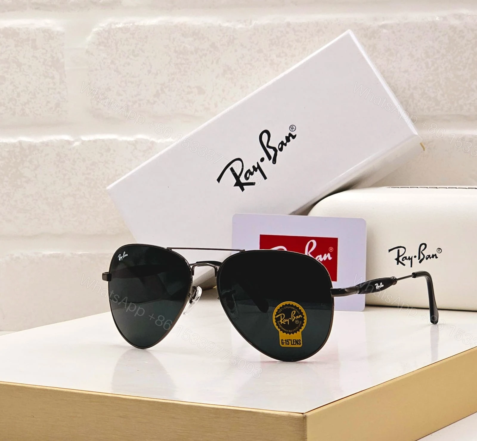 Ray-Ban Aviator Black-Green Metal Frame — view 1