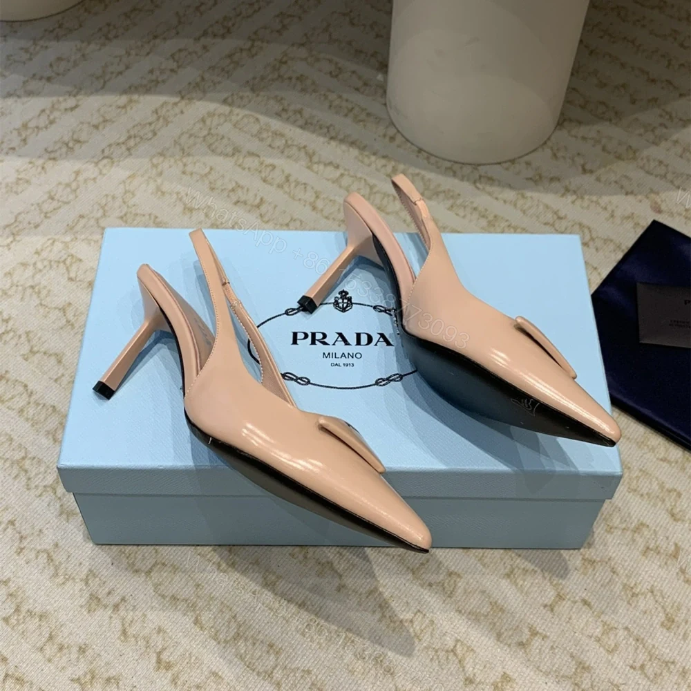 View 6 of 高仿Prada*1I901N露跟印花徽標高跟鞋7.5CM膚色免檢版