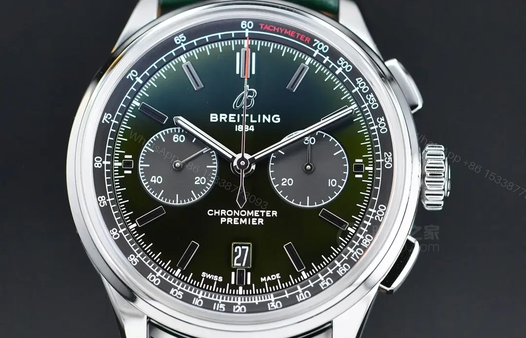 View 8 of V7 Factory Breitling Premier B01 Chronograph 42mm Green Dial Stainless Steel Watch