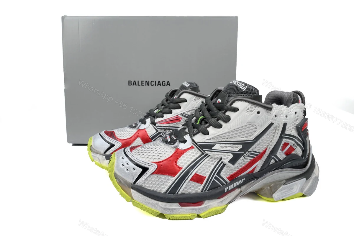 Balenciaga Runner White Black and Red 677402 W3RB2 9167 — view 2