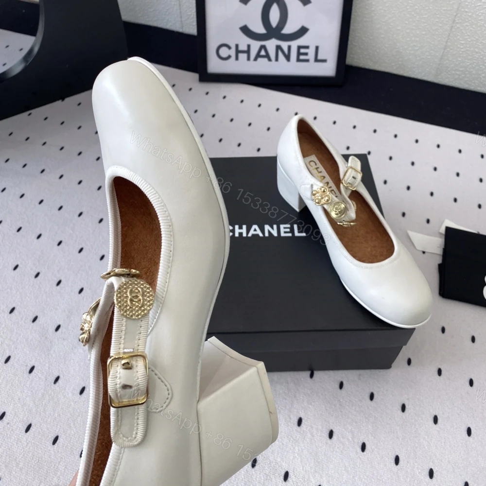 View 5 of 高仿Chanel*G45778N圓頭塔扣芭蕾舞鞋4.5CM白色免檢版