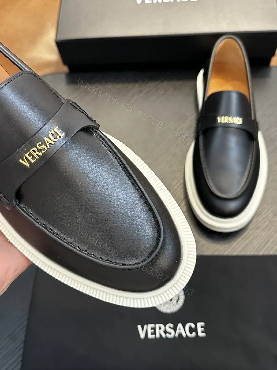 View 7 of Premium Leather Loafer with Versace Detailing - Modern Comfort Shoes