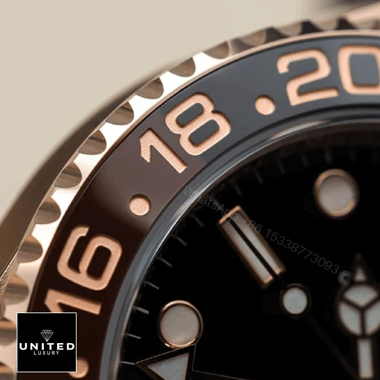 View 9 of Rolex GMT-Master II 126715CHNR-0001 Rose Gold Automatic Black Dial Oyster Replica