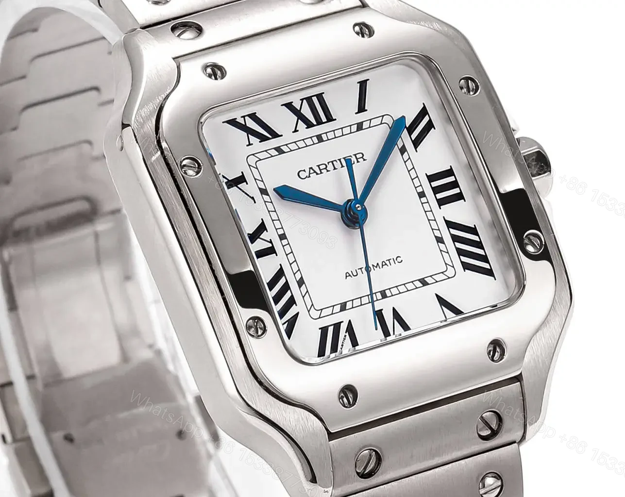 View 4 of Cartier super clone Santos White Dial Diamond Steel Bracelet Premium 40MM RG-CARTIER-SANTOS-WHT-DIA-STL-40
