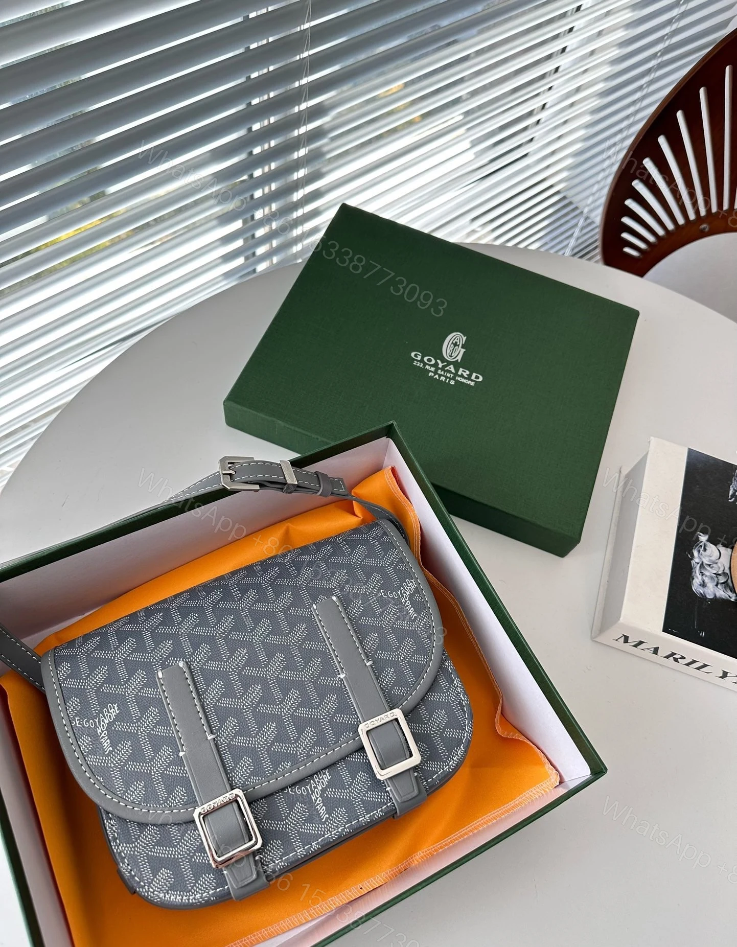View 9 of GOYARD GOYARDINE BELVEDERE PM MESSENGER BAG GREY 21CM