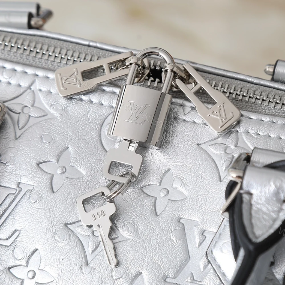 View 6 of Louis Vuitton Speedy Soft Bandoulière 30 Monogram Silver 30Cm N89437
