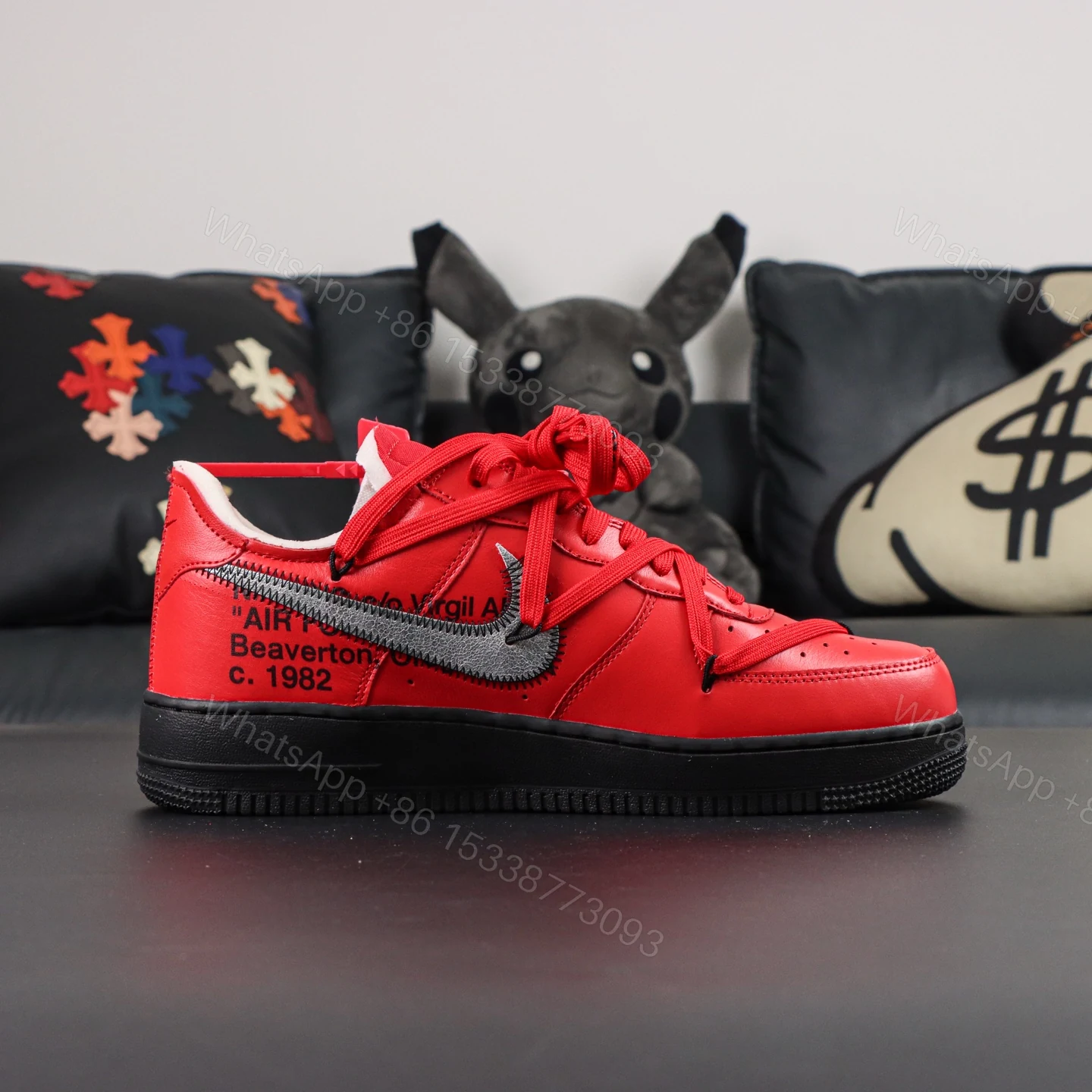 View 2 of Off White x Air Force 1 Red Black Reps