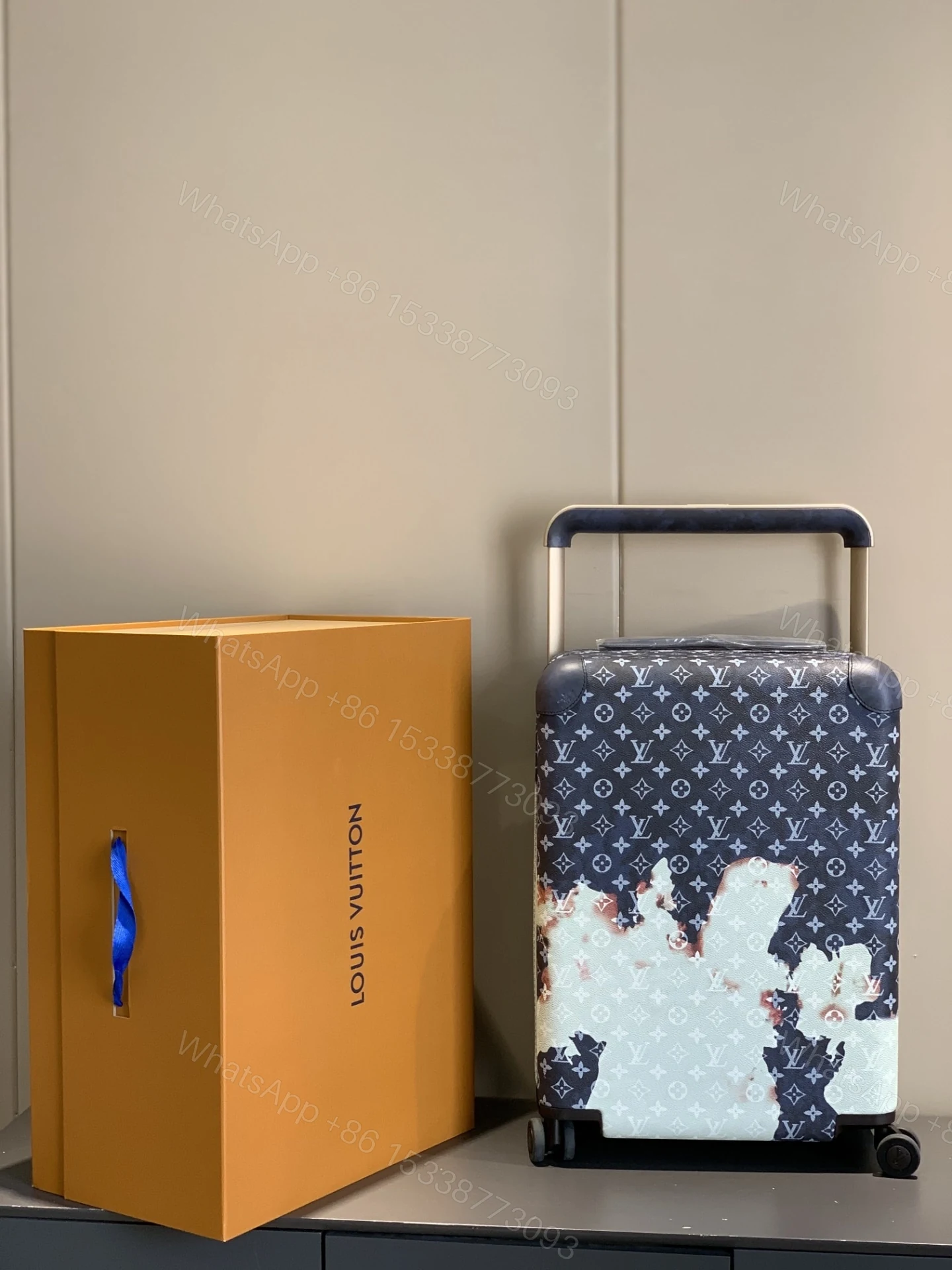 View 2 of Louis Vuitton Horizon 55 Suitcase Monogram Bleach Coated Canvas Ink Blue 55Cm M10289