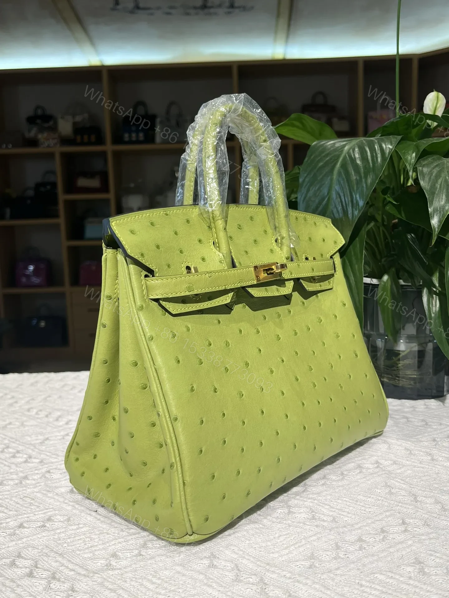 View 6 of Hermes Birkin 25cm Ostrich Leather Gold Hardware