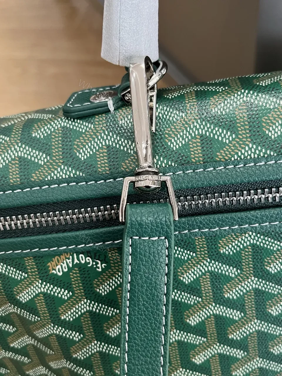 View 3 of Green Monogram Structured Satchel: Premium Everyday Carrier