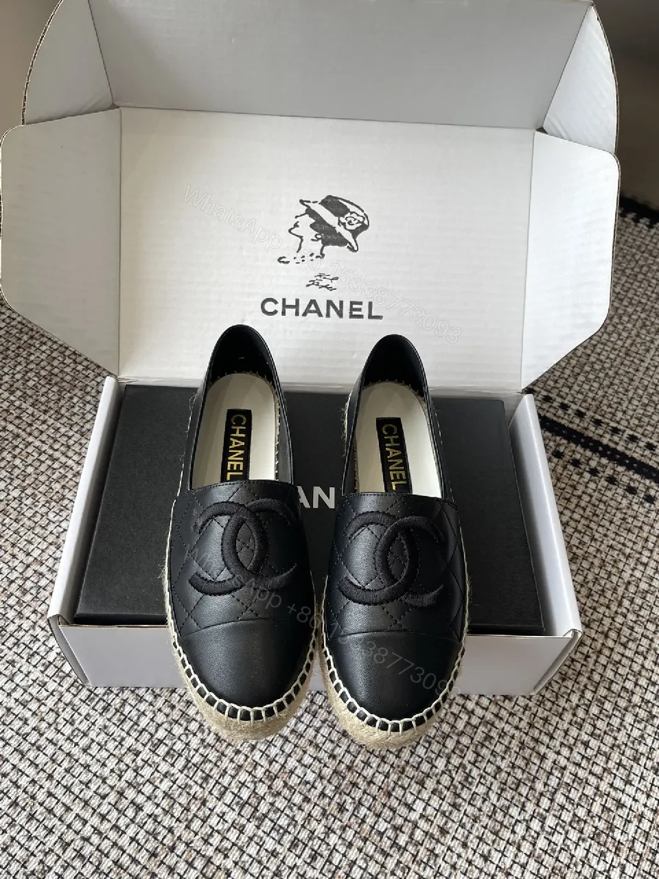 Black Leather Espadrilles, Quilted Charm, Comfort-First Footwear — view 1