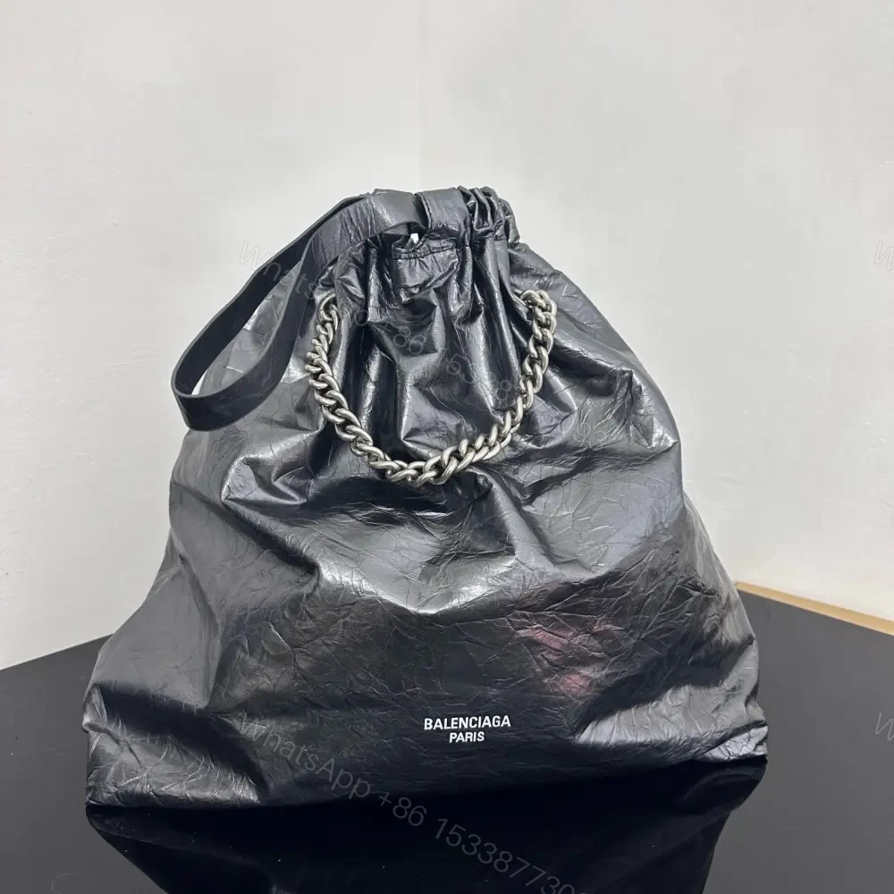 高仿Balenciaga2023Crushtote褶皺牛皮購物袋大號 — view 1