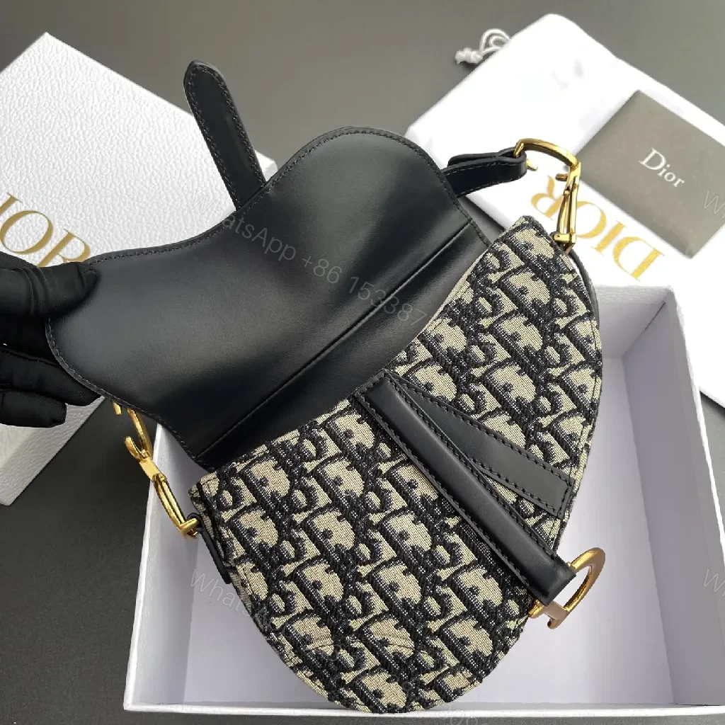 View 5 of Monogram Saddle Bag: Black Leather Trim, Crossbody Style
