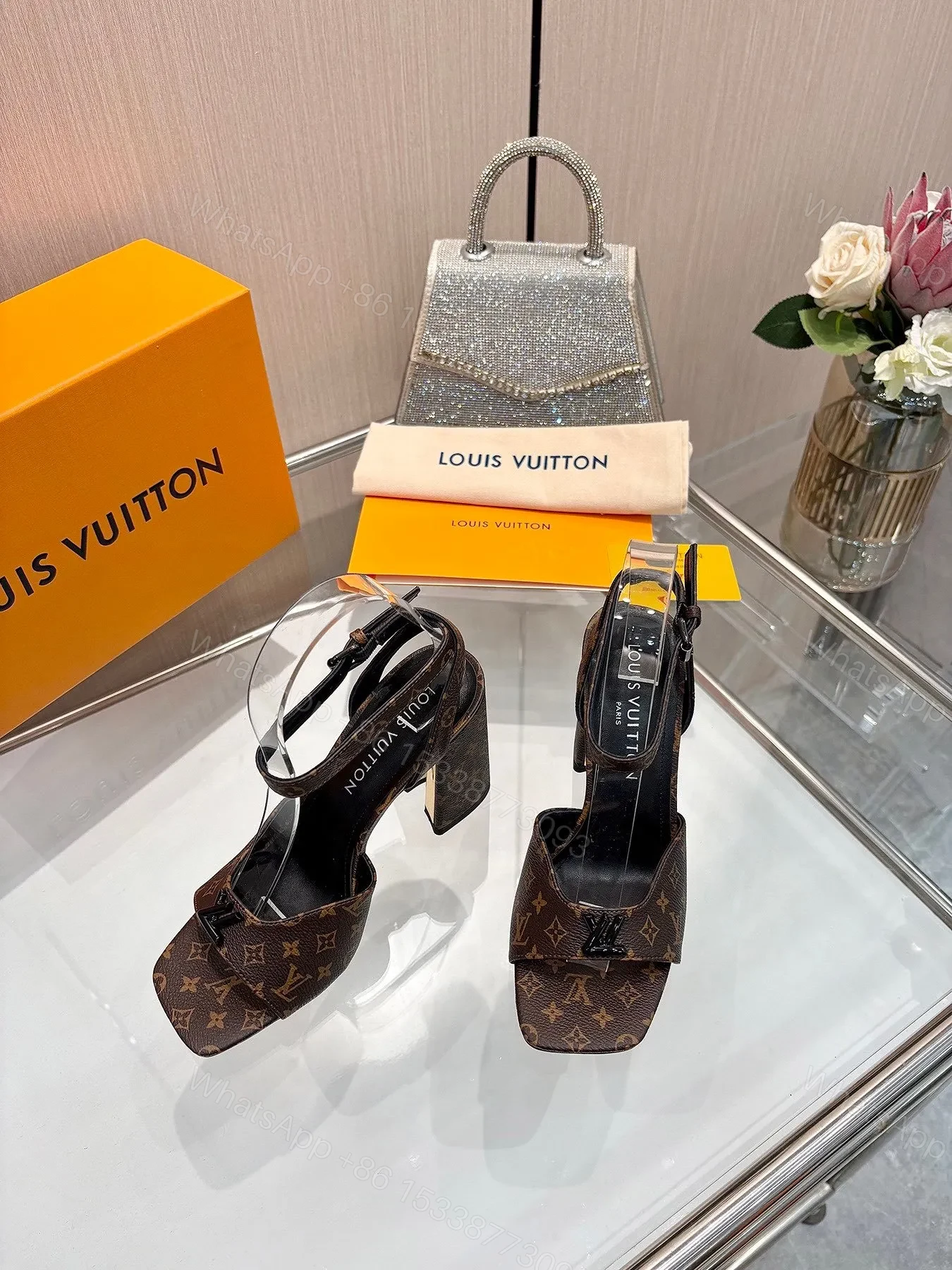 View 5 of LV Women Brown Monogram Canvas Heels