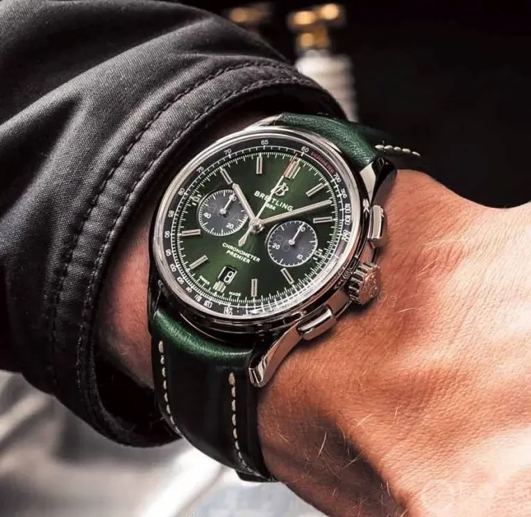 View 4 of V7 Factory Breitling Premier B01 Chronograph 42mm Green Dial Stainless Steel Watch