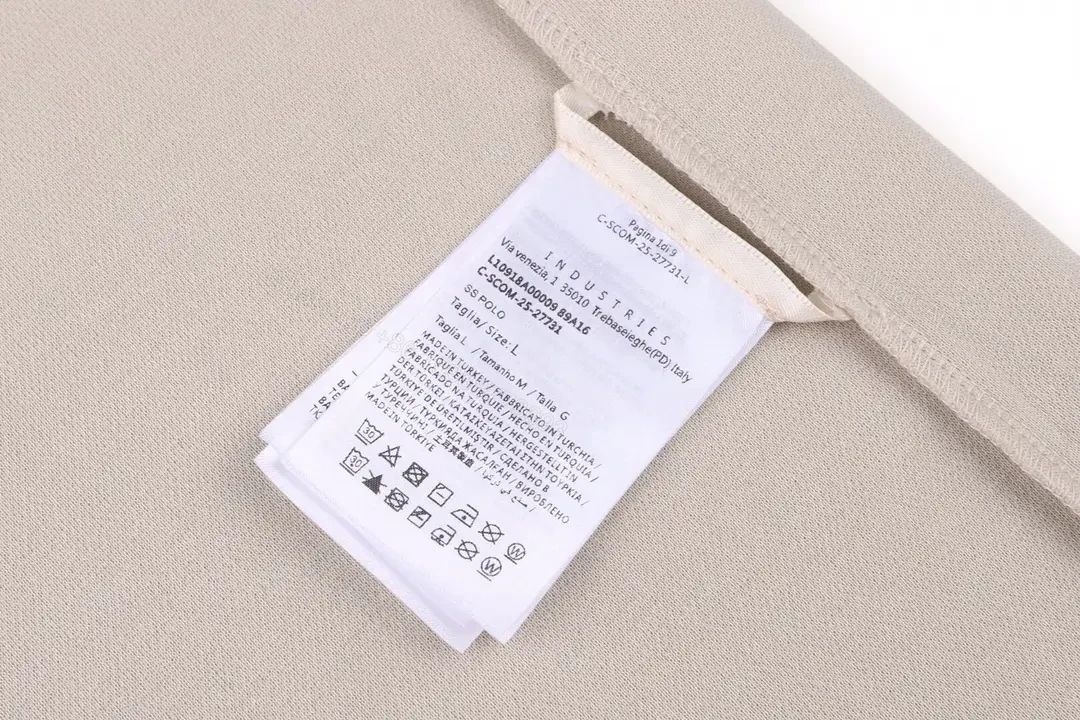 View 3 of Beige Polo Shirt Short-Sleeve Classic Collar Patch Logo Polo Hem