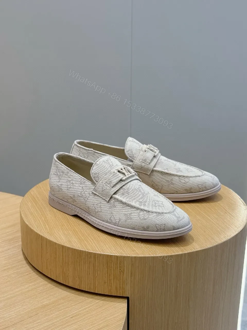 View 5 of Denim-Inspired Monogram Loafers: Textured Comfort, Everyday Style