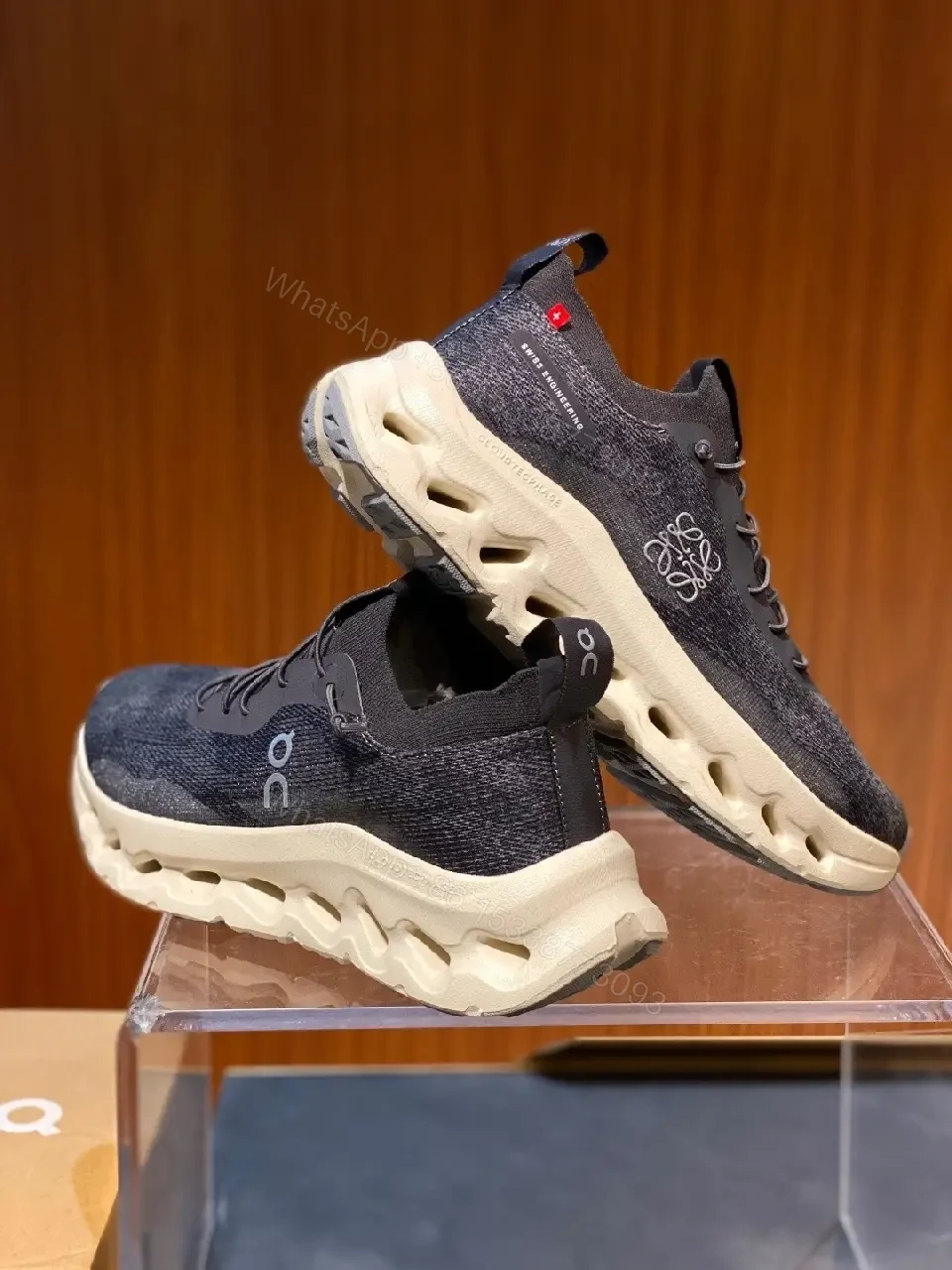 View 9 of Denim-Texture High-Top Sneakers: Everyday Luxury Comfort
