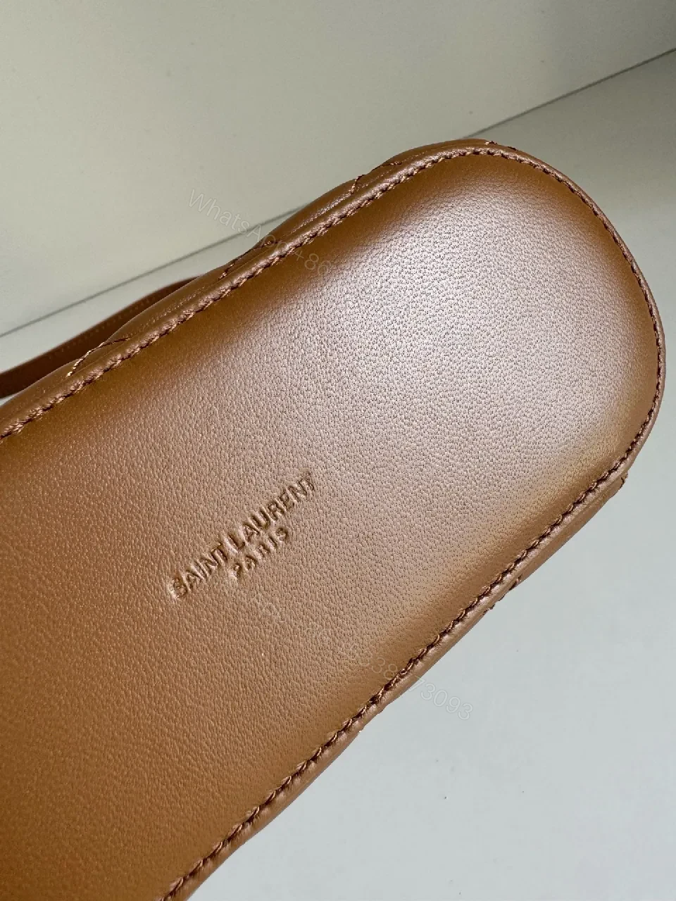 View 4 of Quilted Tan Mini Bag with Gold Hardware, Crossbody Style