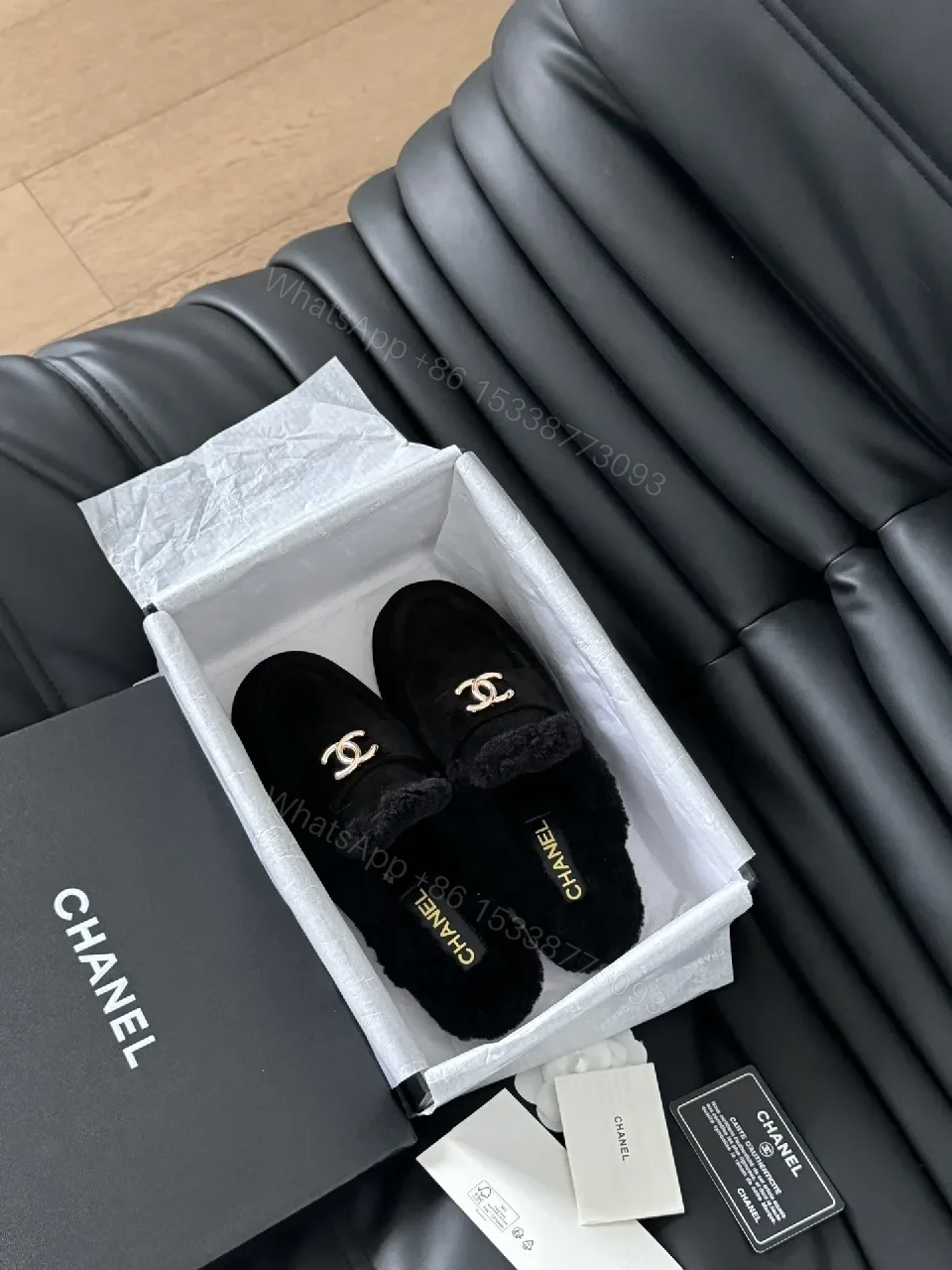 View 2 of Black Velvet Mules with Gold Hardware, Luxe Comfort, Chanel-Inspired
