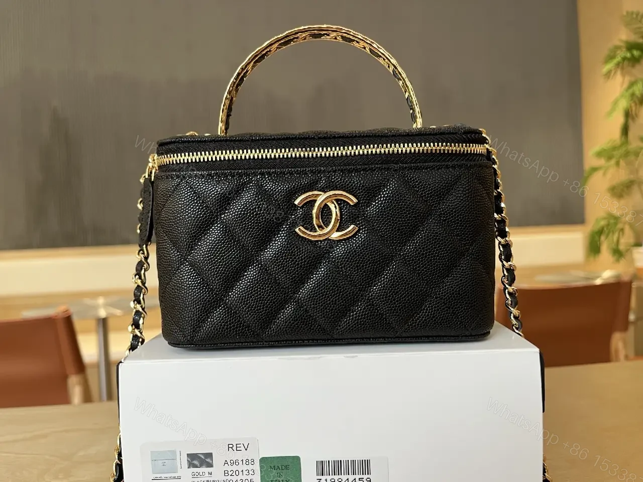 View 3 of Quilted Mini Bag - Gold Chain, Leatherette, Luxe Charm, Compact Carryall