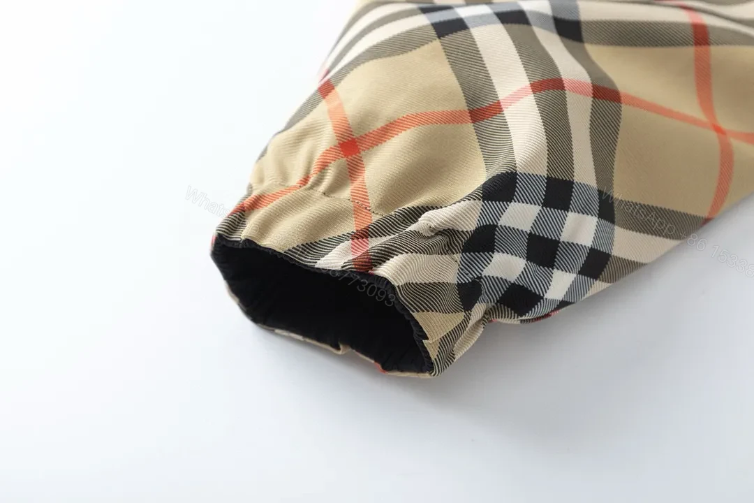 View 2 of Beige-Black-Orange Check Lightweight Windbreaker, Casual Style