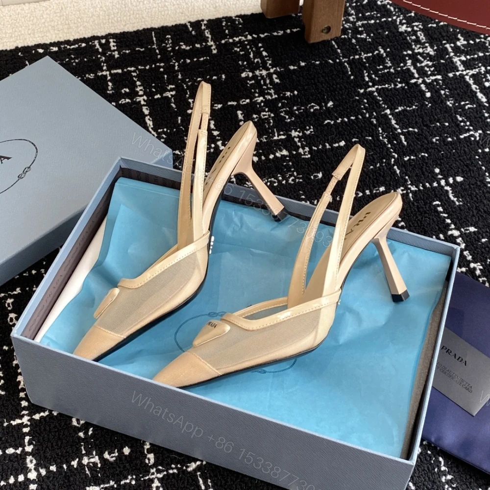 View 4 of 高仿Prada*1I891M尖頭露跟高踭鞋7.5CM膚色免檢版