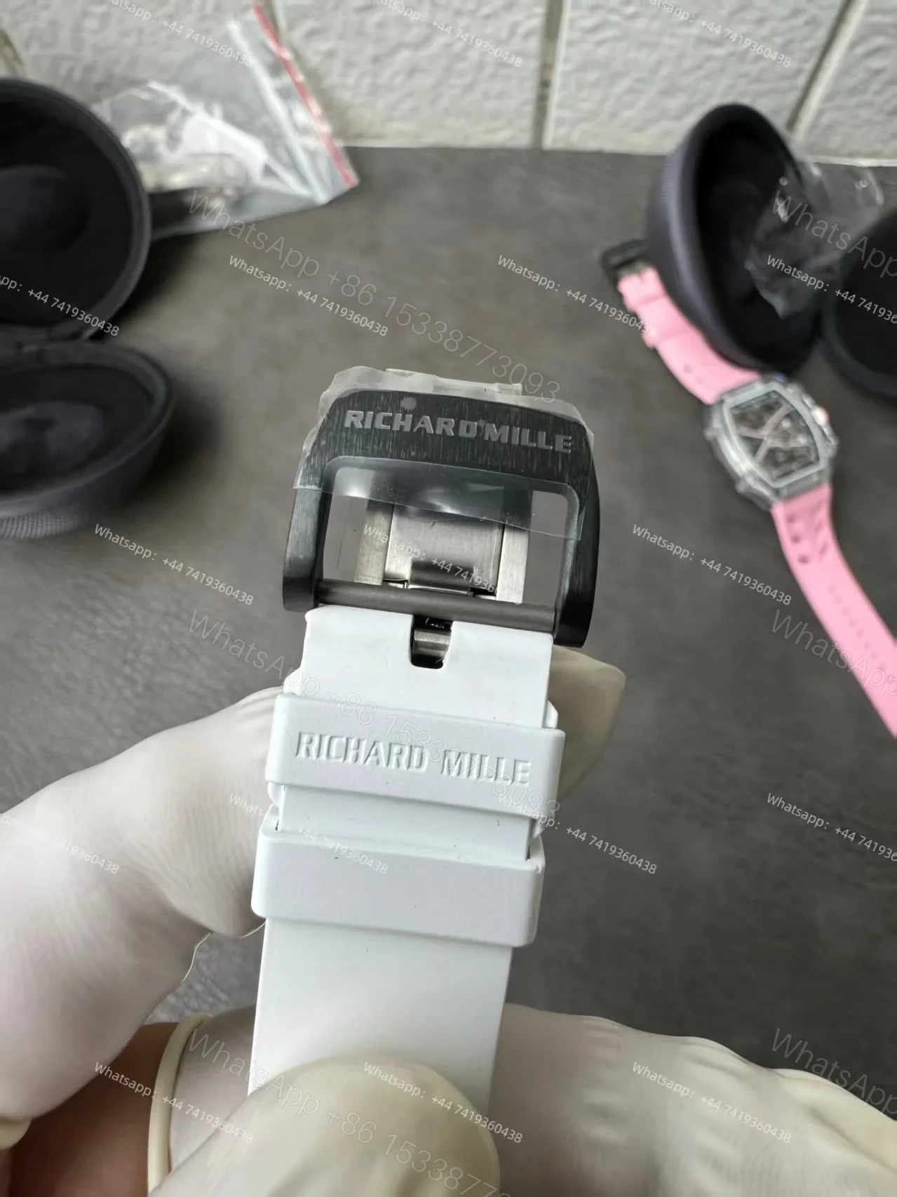 View 12 of Super Clone Richard Mille RM67-02 Sapphire Crystal Skeleton Tourbillon 1:1 Replica Watch with White Rubber Strap