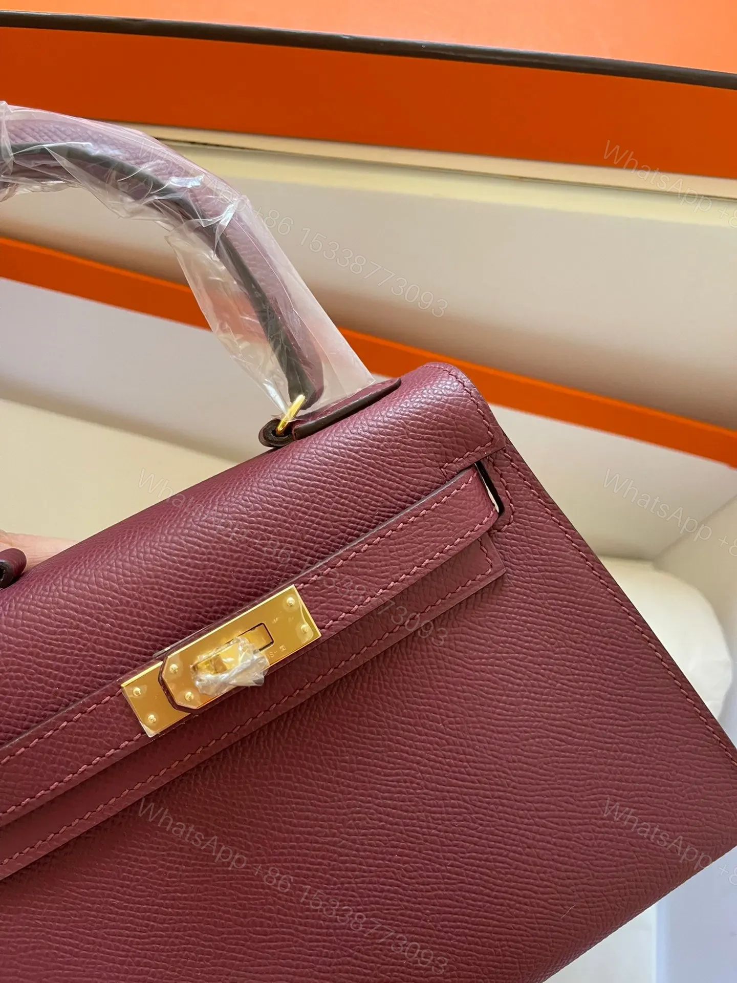View 6 of HN MINI 20 BAG IN GARNET RED WITH GOLD HARDWARE