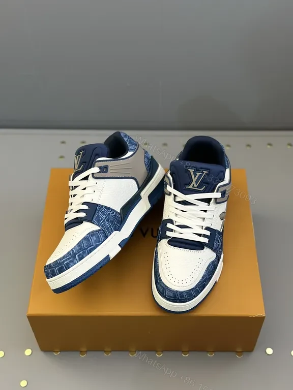 View 3 of Bold Venetian-Blue LV-Detail Sneakers: Luxe Comfort