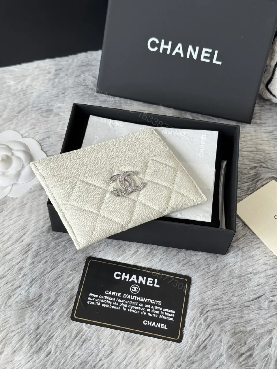 View 8 of Quilted Lambskin Wallet | Silver Logo, Compact & chic