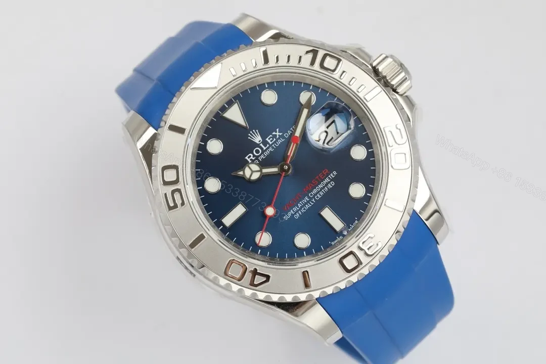 View 2 of JB Factory Clean Factory Rolex Yacht-Master 40 Blue Rubber Strap