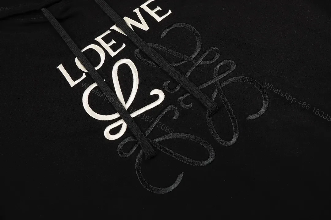 View 3 of Black LOEWE-Inspired Monogram Hoodie: Luxe Streetwear Comfort