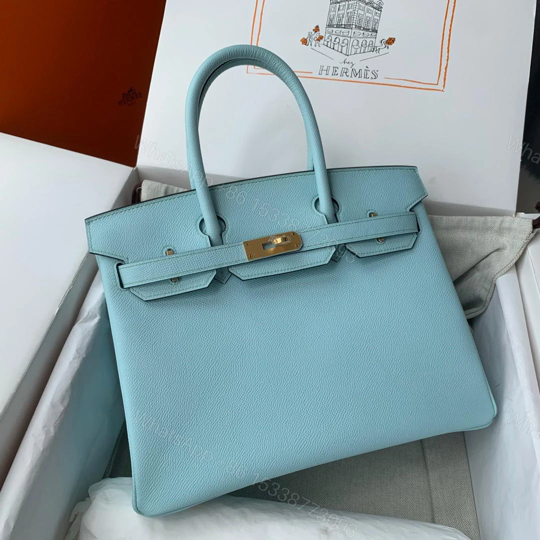 View 6 of Hermes Birkin 30 Gold Hardware Blue Atoll 30cm
