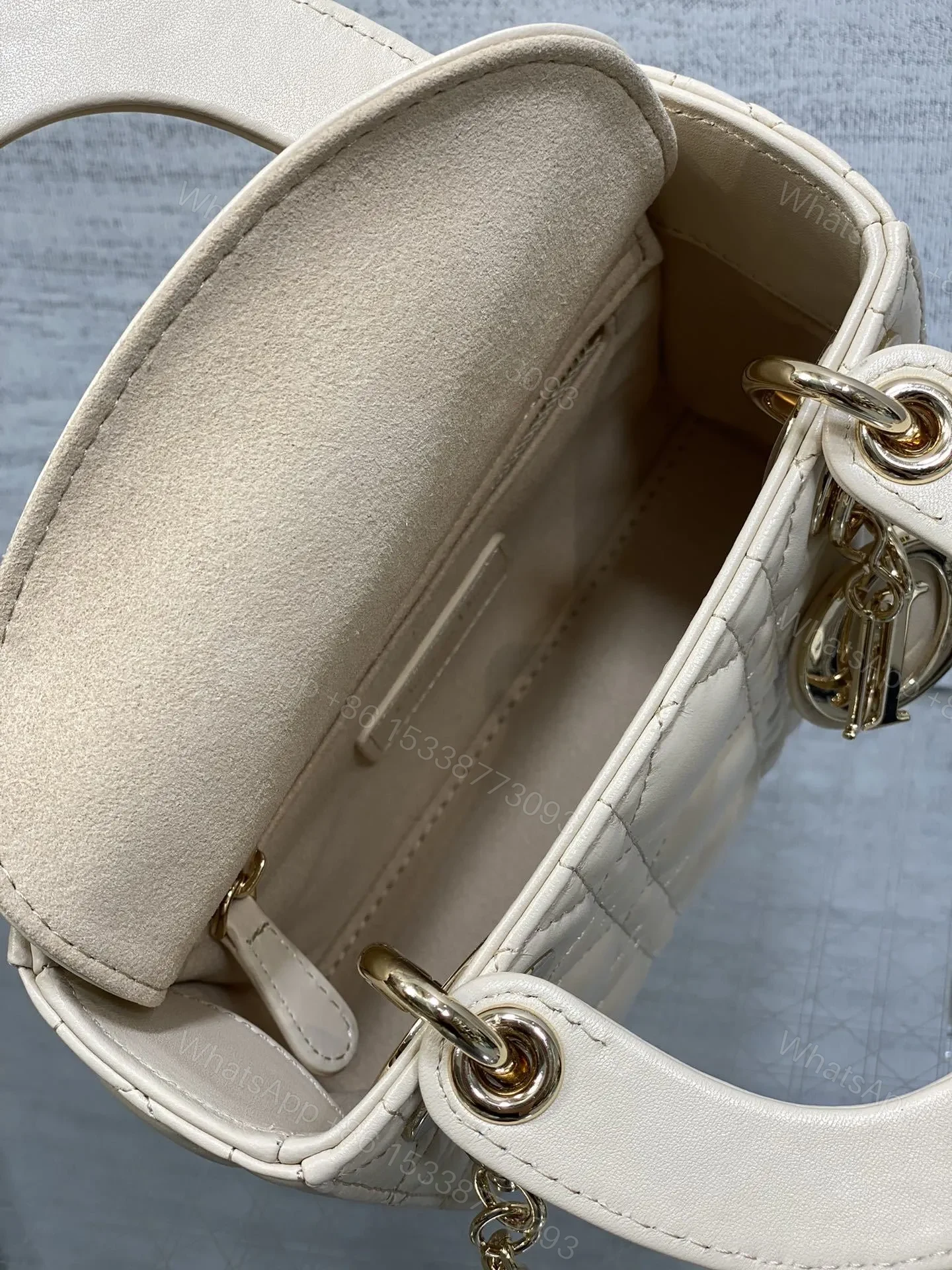 View 5 of Dior Mini Lady Dior Bag in latte cannage