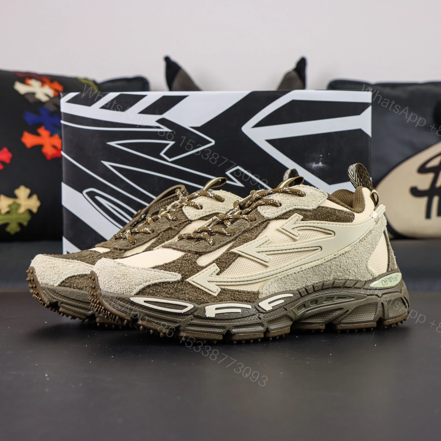 Off White Be Right Back Beige Brown Reps — view 1
