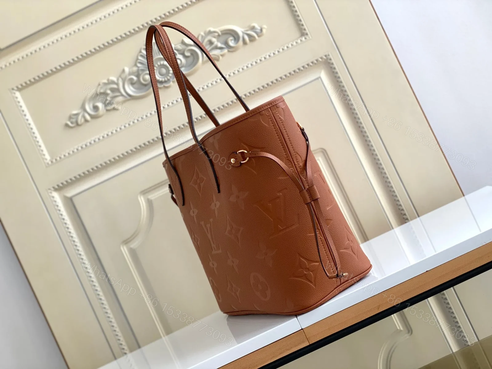View 2 of LV NEVERFULL MM 32 BROWN MONOGRAM EMPREINTE LEATHER