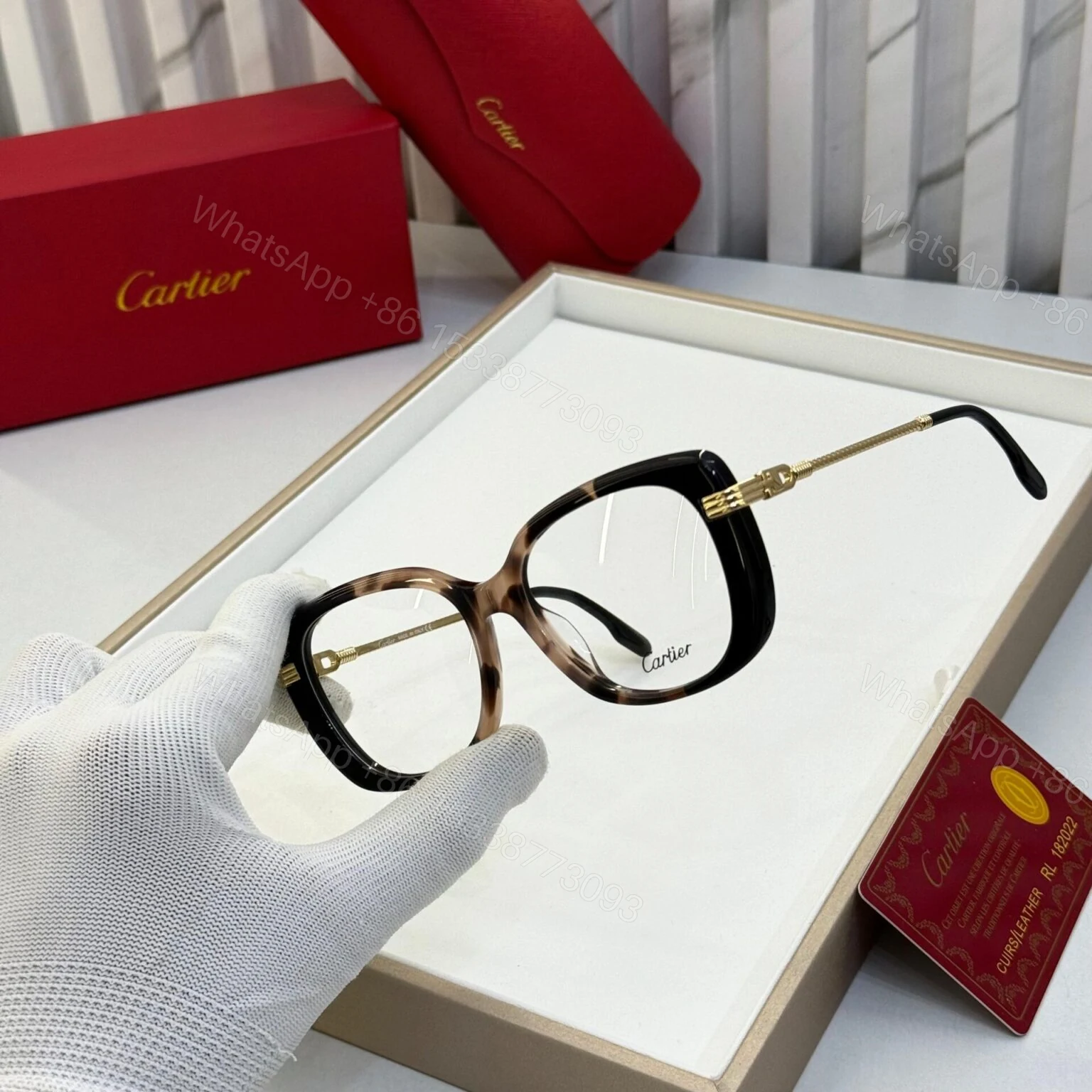 View 2 of Cartier Square Printed Optical Frame – Black – One Size