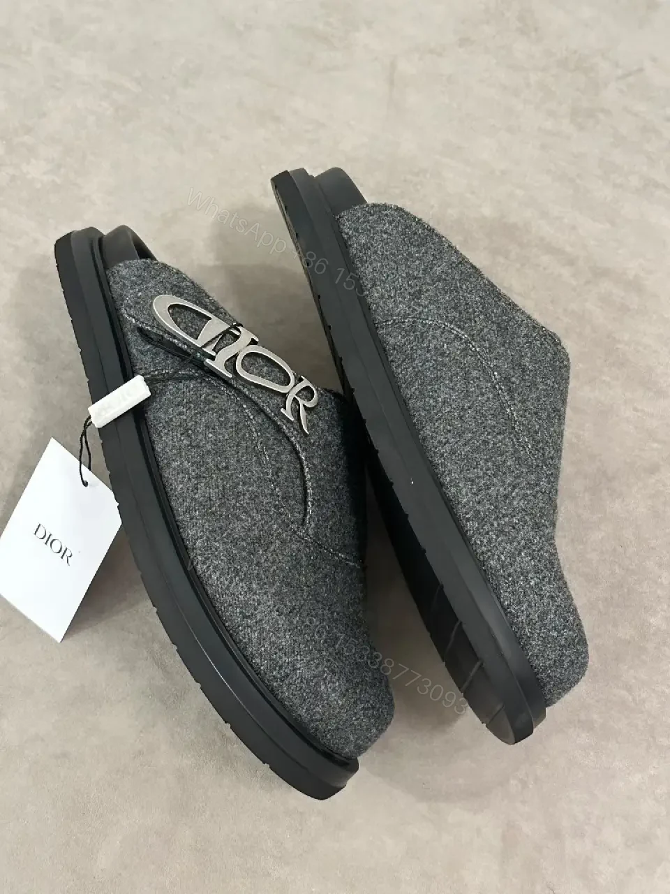 View 10 of Gray Woolen Sleek Style Buckle-Accent Platform Shoes