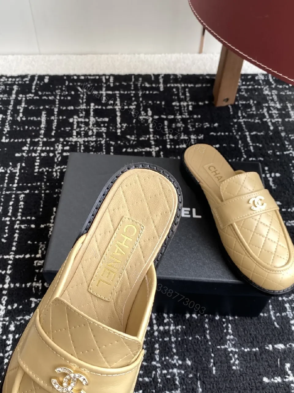 View 6 of Textured Leather Quilted Slides for Everyday Luxury