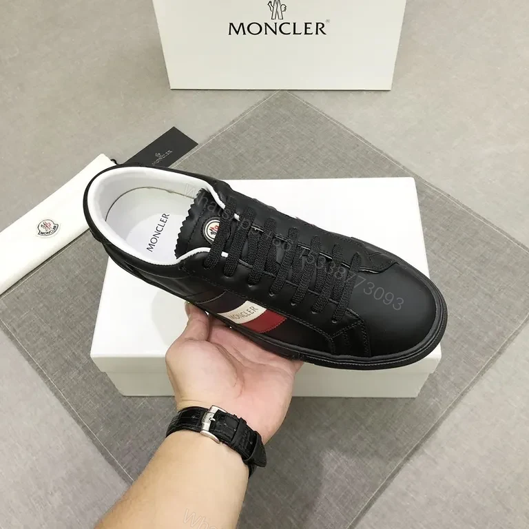 View 5 of Sleek Black + Leather + Color-Block Sneakers + All-Day Comfort + Sneaker