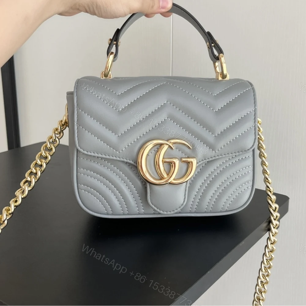 View 3 of Gucci GG Marmont Mini Shoulder Bag Grey 17Cm