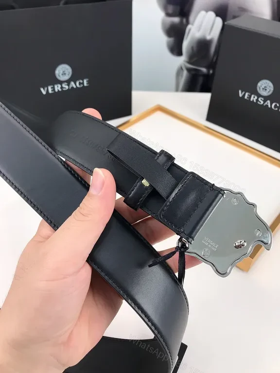 View 9 of Versace Medusa Buckle Leather Belt â€” Timeless Luxury Accessory