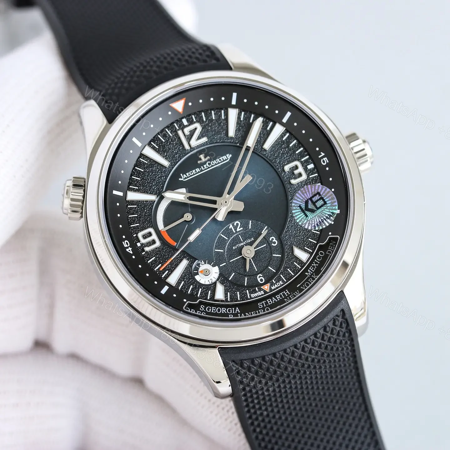 View 2 of Jaeger LeCoultre Black World Time Watch Rubber Strap Ultimate 42MM JLC-WT-BLK-RUB42