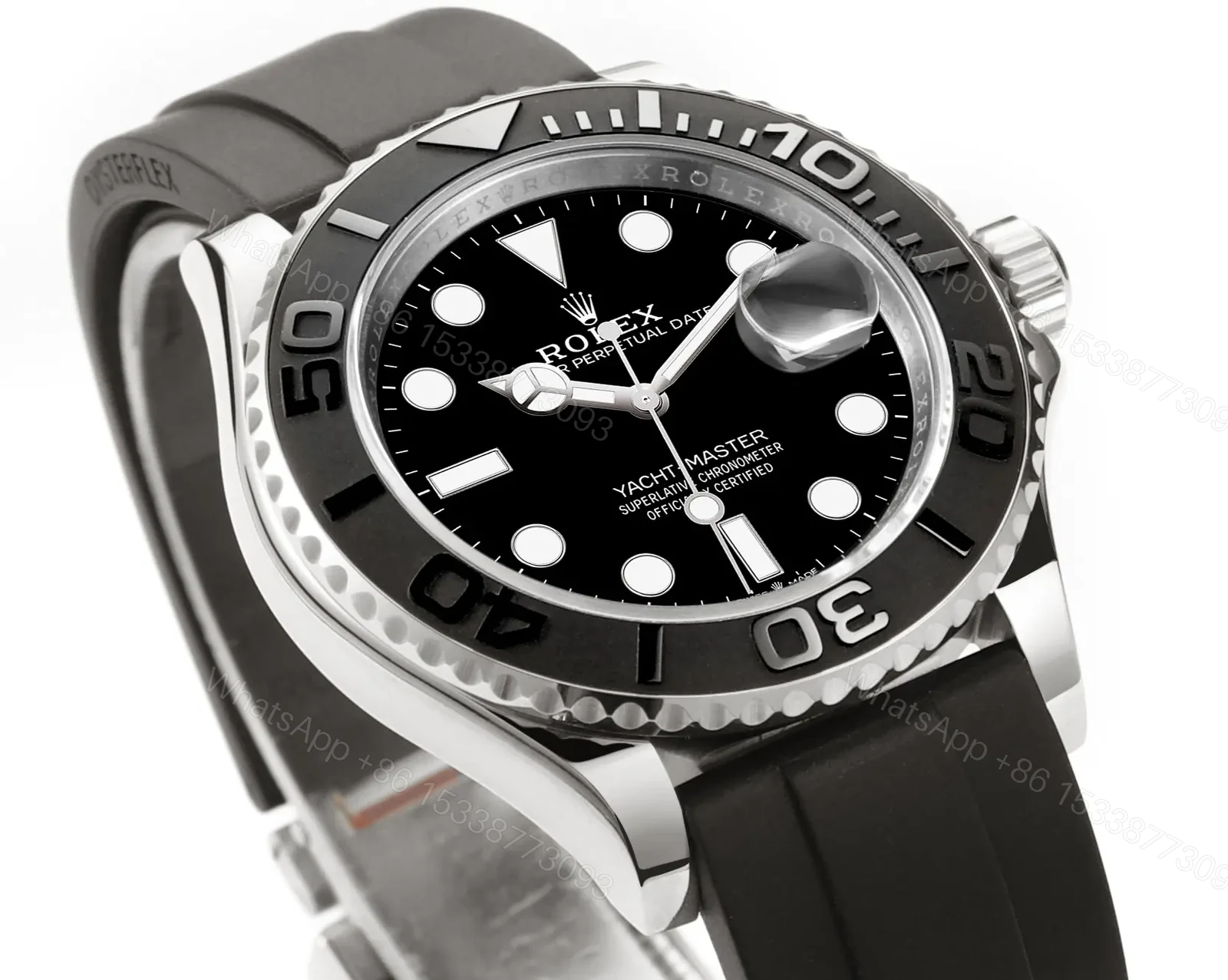 View 2 of DJ Factory Clean Factory Rolex Yacht-Master Black Dial Rubber Strap