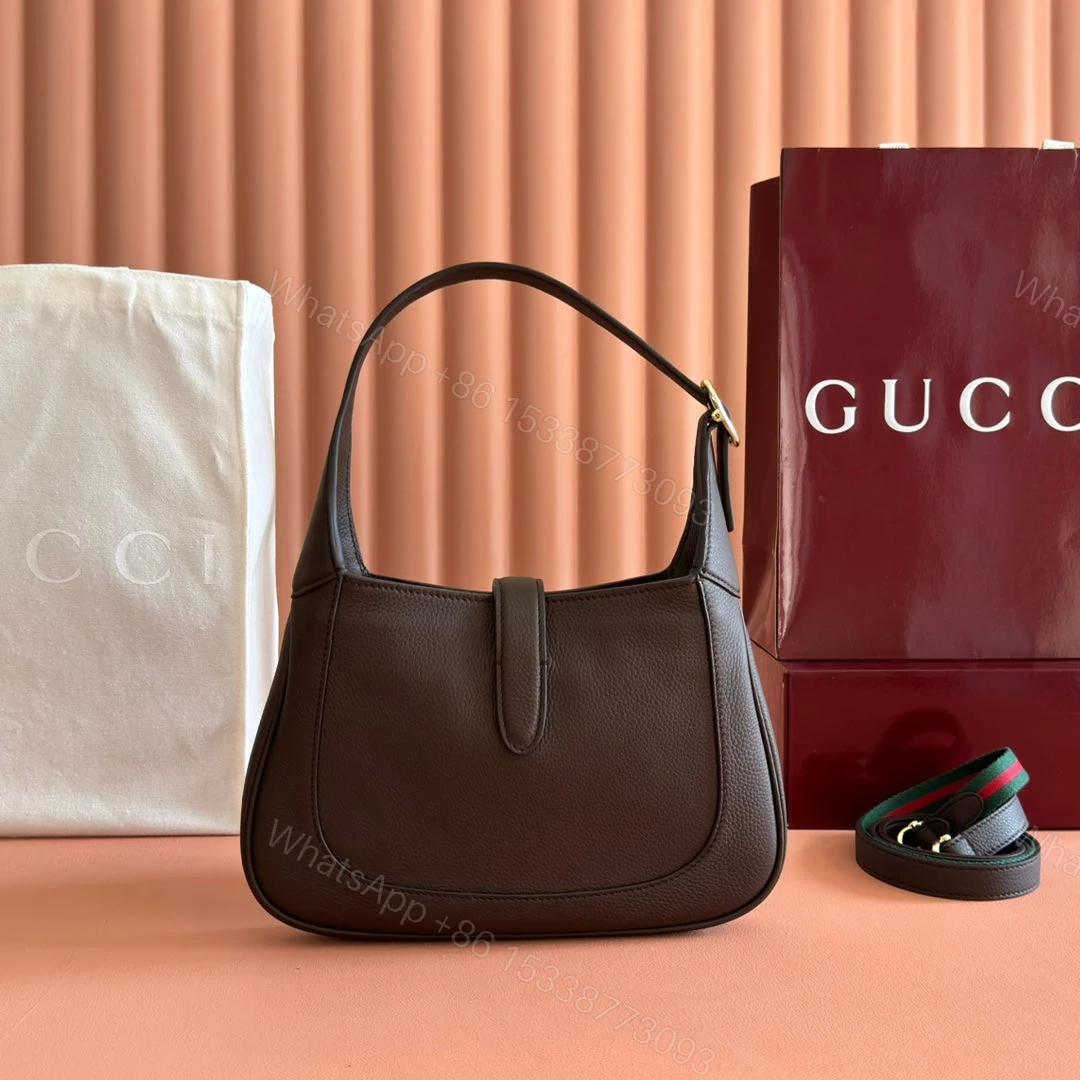 View 3 of GUCCI 25S JACKIE 1961 SMALL BAG 28 CM IN DARK BROWN LEATHER WITH GOLD HARDWARE