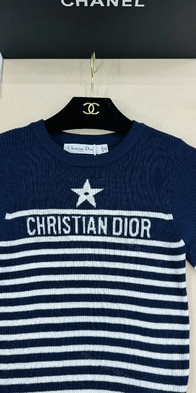 View 8 of Bold Stripes Knit Tee with Crest Logo