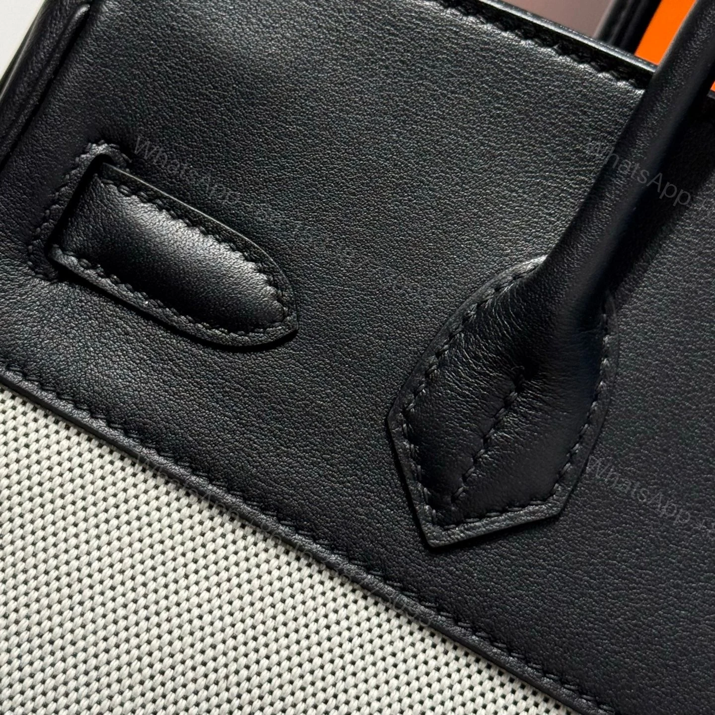 View 5 of HERMES QUADRILLE BIRKIN 30 IN BLACK SWIFT WHITE TOILE CANVAS