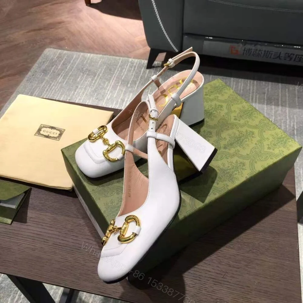 View 5 of Gucci Women’S Mid Heel Slingback With Horsebit White ‎643892 C9D00 9022