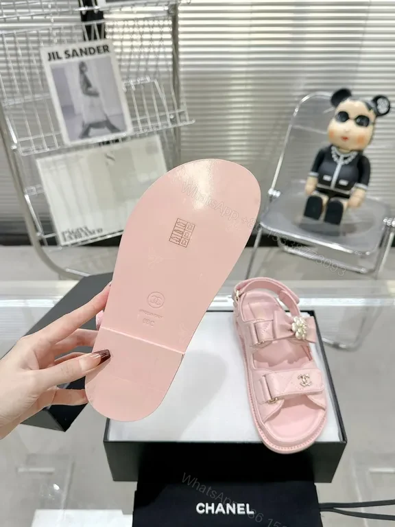 View 9 of Soft Pink Chanel-Style Sandals: Delicate Comfort Luxury Shoes